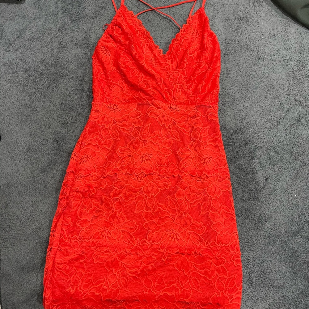Guess open back lace dress